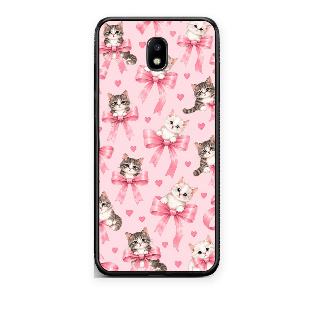 Θήκη Samsung Galaxy J5 2017 Kittens and Pink Bows on Pink από τη Smartfits με σχέδιο στο πίσω μέρος και μαύρο περίβλημα | Samsung Galaxy J5 2017 Kittens and Pink Bows on Pink case with colorful back and black bezels