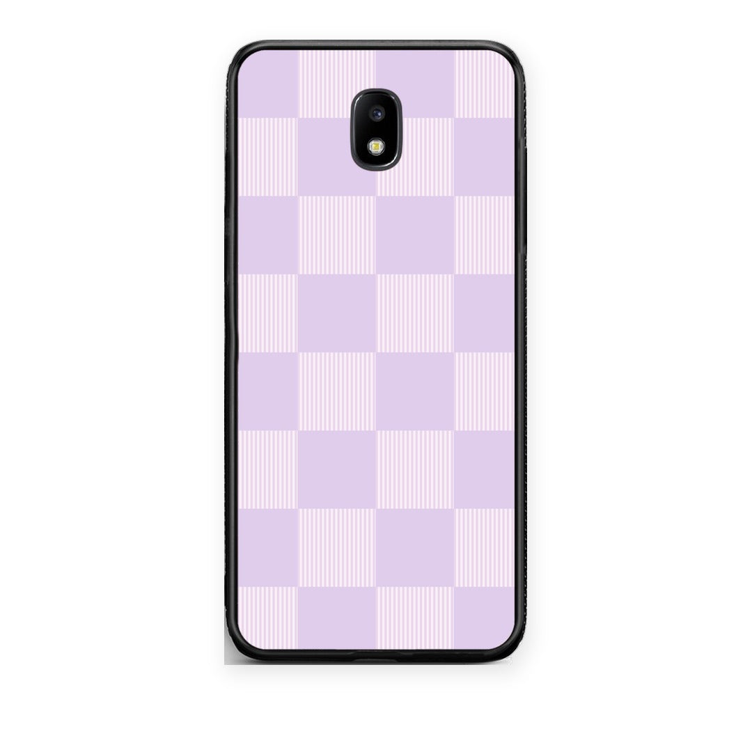 Θήκη Samsung Galaxy J5 2017 Lilac and Cream Striped Checks από τη Smartfits με σχέδιο στο πίσω μέρος και μαύρο περίβλημα | Samsung Galaxy J5 2017 Lilac and Cream Striped Checks case with colorful back and black bezels
