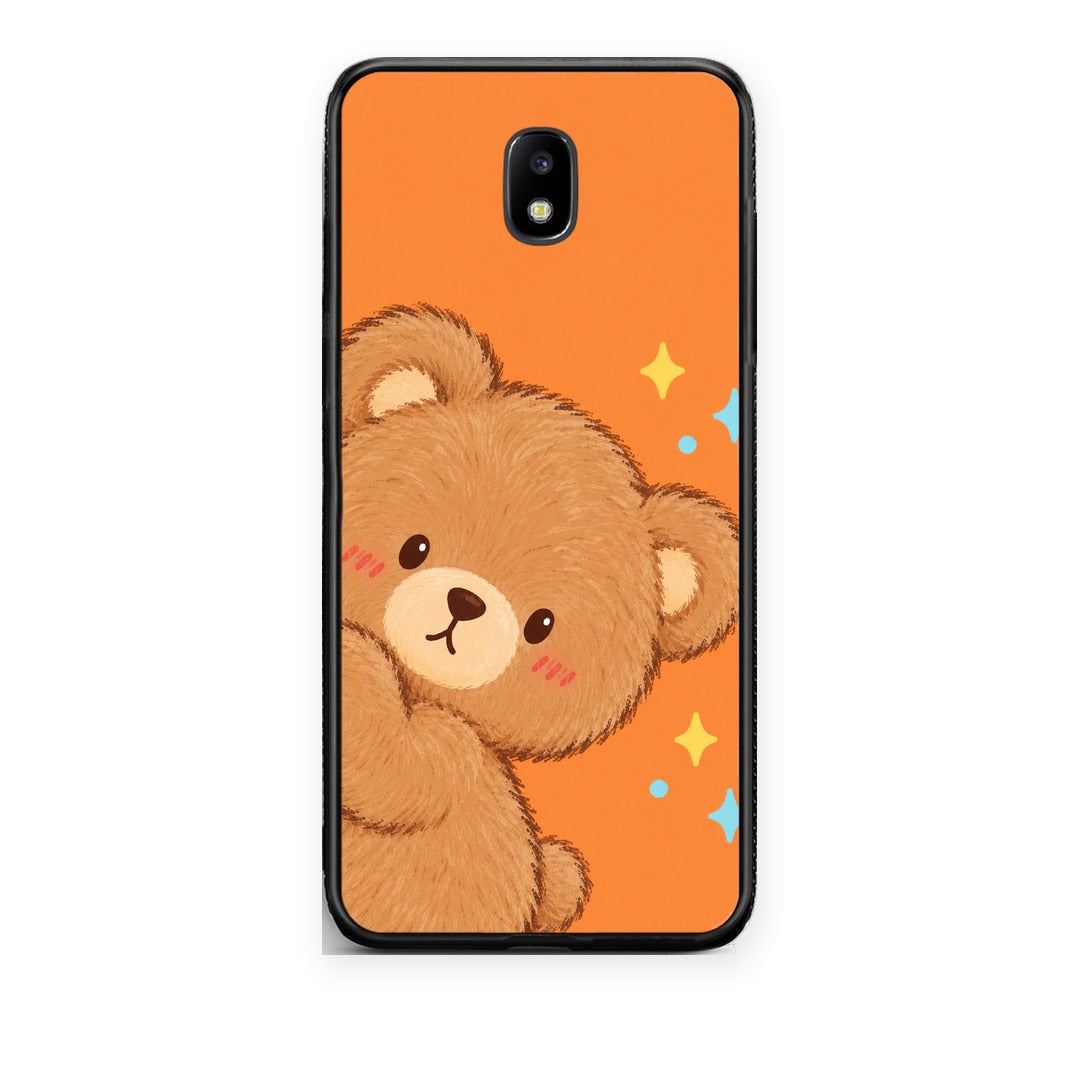 Θήκη Samsung Galaxy J5 2017 Peekaboo Teddy on Orange από τη Smartfits με σχέδιο στο πίσω μέρος και μαύρο περίβλημα | Samsung Galaxy J5 2017 Peekaboo Teddy on Orange case with colorful back and black bezels