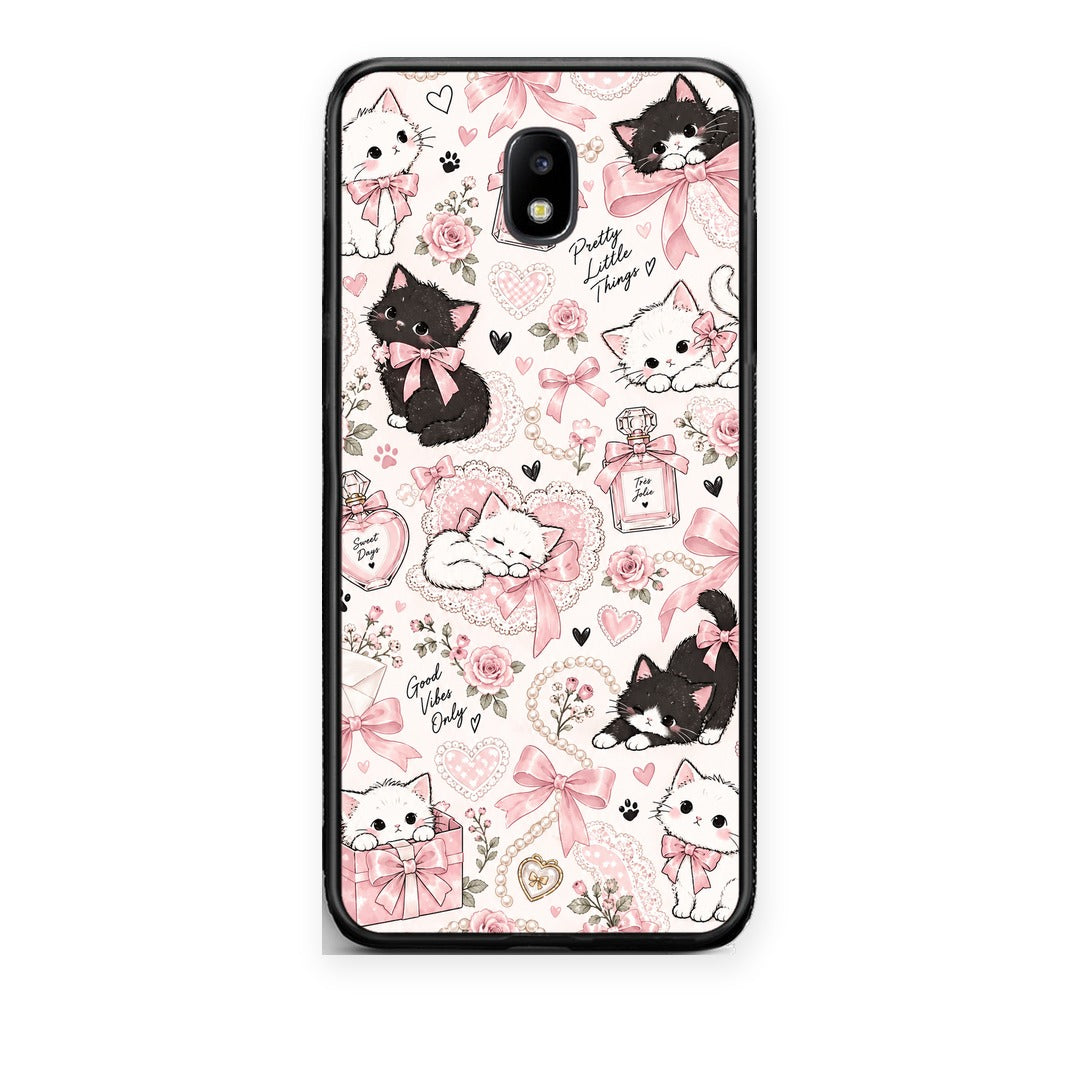 Θήκη Samsung Galaxy J5 2017 Pink Bows and Kittens Collage από τη Smartfits με σχέδιο στο πίσω μέρος και μαύρο περίβλημα | Samsung Galaxy J5 2017 Pink Bows and Kittens Collage case with colorful back and black bezels