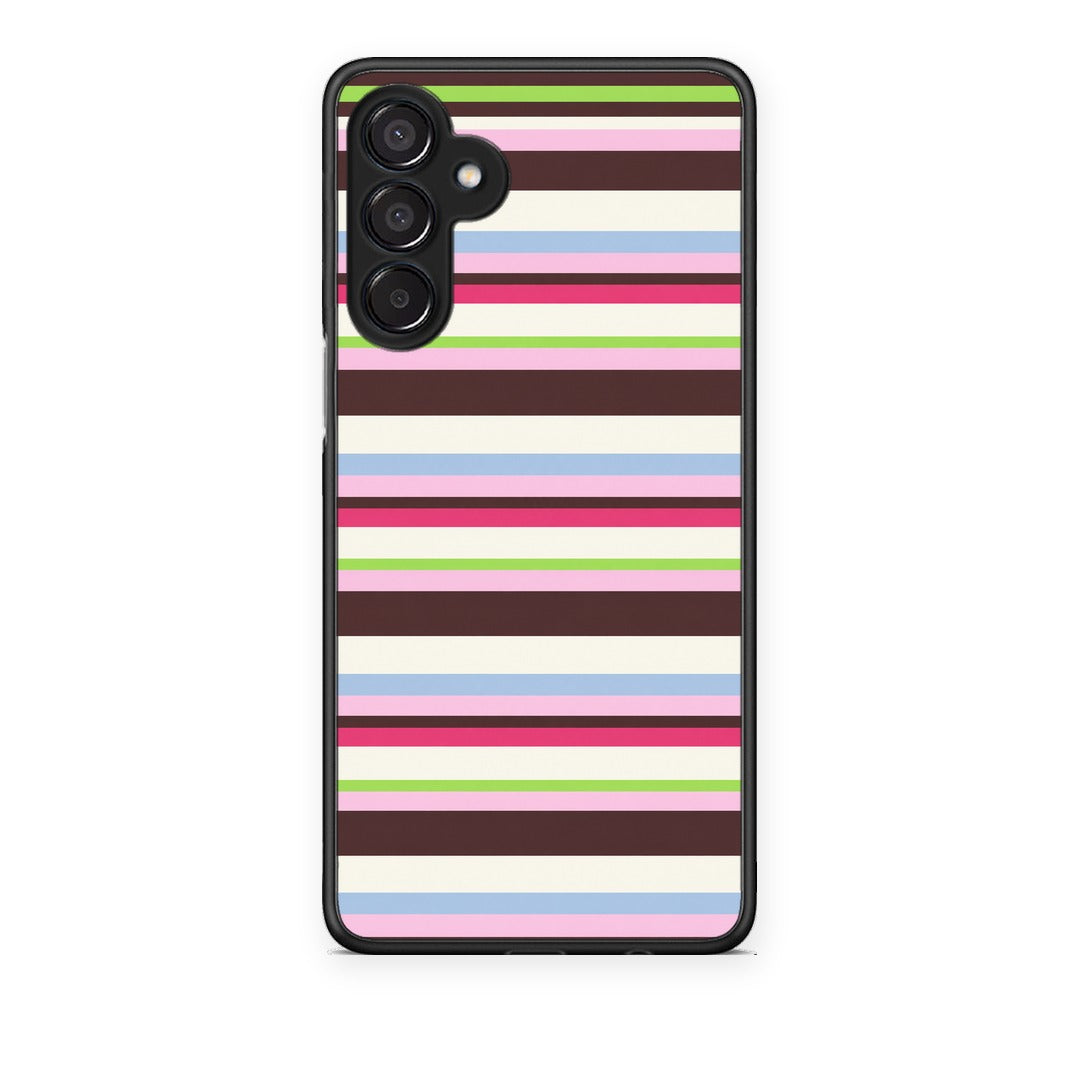 Θήκη Samsung Galaxy M15 Multicolour Horizontal Stripes από τη Smartfits με σχέδιο στο πίσω μέρος και μαύρο περίβλημα | Samsung Galaxy M15 Multicolour Horizontal Stripes case with colorful back and black bezels