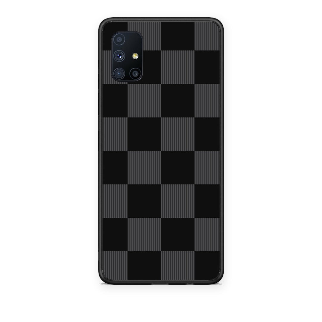 Θήκη Samsung Galaxy M51 Black and Charcoal Striped Checks από τη Smartfits με σχέδιο στο πίσω μέρος και μαύρο περίβλημα | Samsung Galaxy M51 Black and Charcoal Striped Checks case with colorful back and black bezels