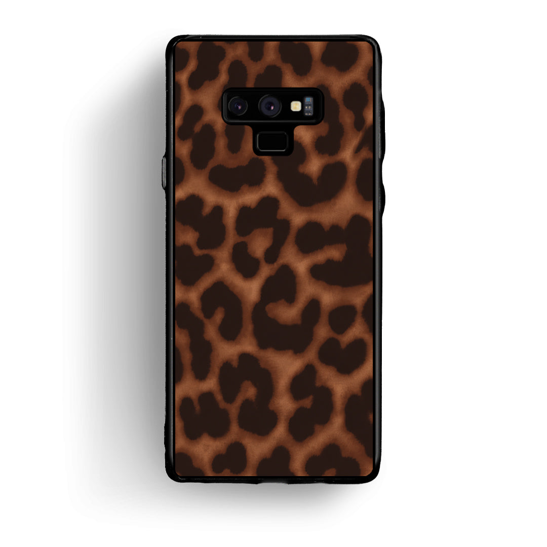 Θήκη Samsung Galaxy Note 9 Leopard Print Dark Brown από τη Smartfits με σχέδιο στο πίσω μέρος και μαύρο περίβλημα | Samsung Galaxy Note 9 Leopard Print Dark Brown case with colorful back and black bezels