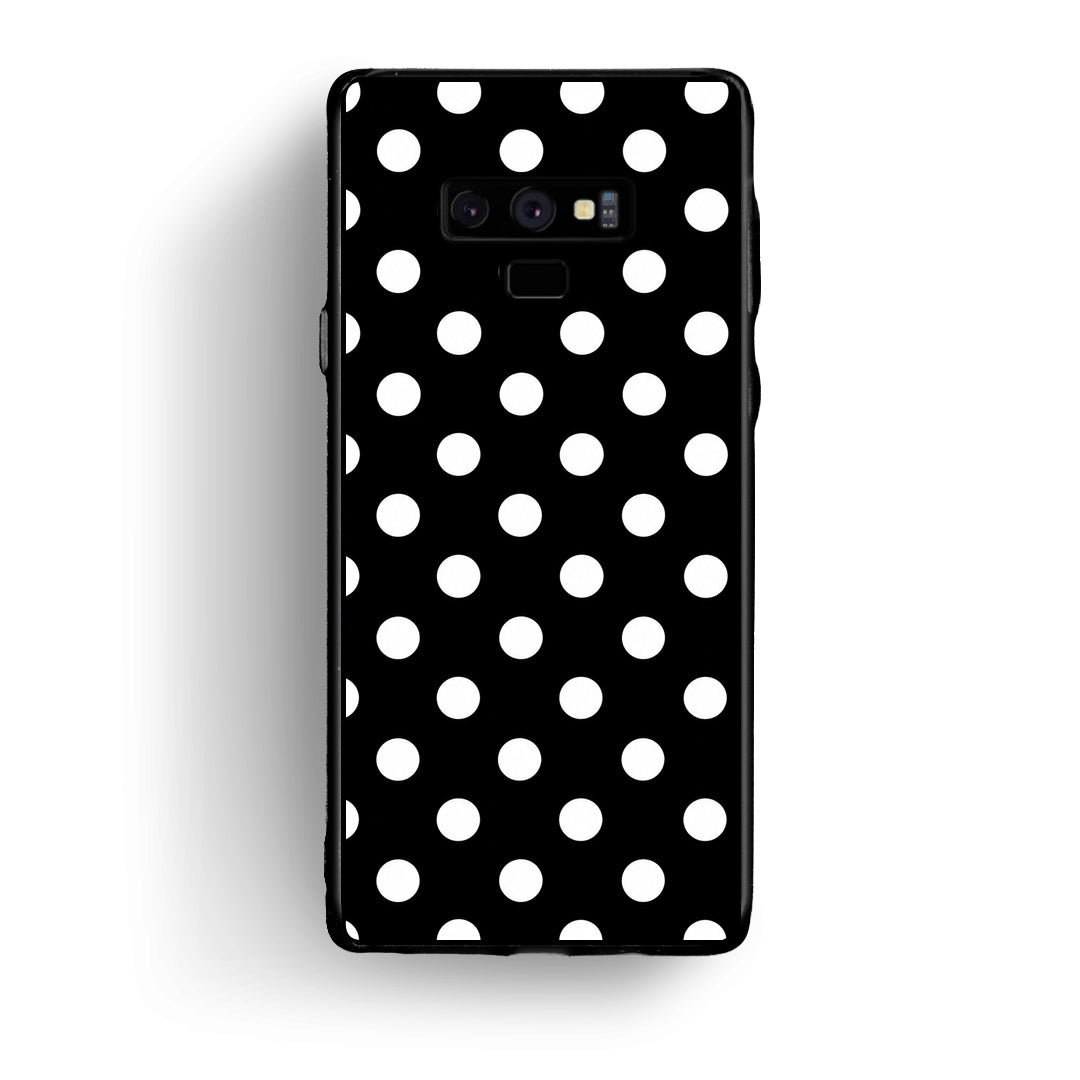 Θήκη Samsung Galaxy Note 9 White Polka Dots on Black από τη Smartfits με σχέδιο στο πίσω μέρος και μαύρο περίβλημα | Samsung Galaxy Note 9 White Polka Dots on Black case with colorful back and black bezels