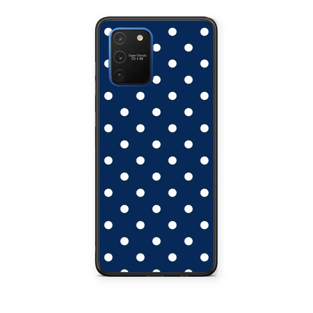 Θήκη Samsung Galaxy S10 Lite White Small Polka Dots on Navy από τη Smartfits με σχέδιο στο πίσω μέρος και μαύρο περίβλημα | Samsung Galaxy S10 Lite White Small Polka Dots on Navy case with colorful back and black bezels