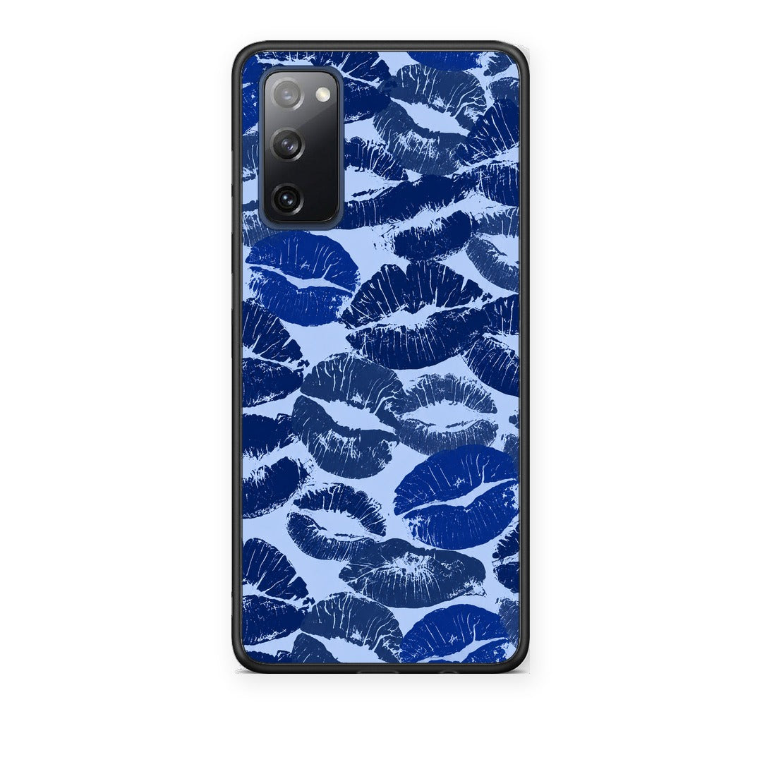 Θήκη Samsung Galaxy S20 FE Blue Lipstick Kisses από τη Smartfits με σχέδιο στο πίσω μέρος και μαύρο περίβλημα | Samsung Galaxy S20 FE Blue Lipstick Kisses case with colorful back and black bezels
