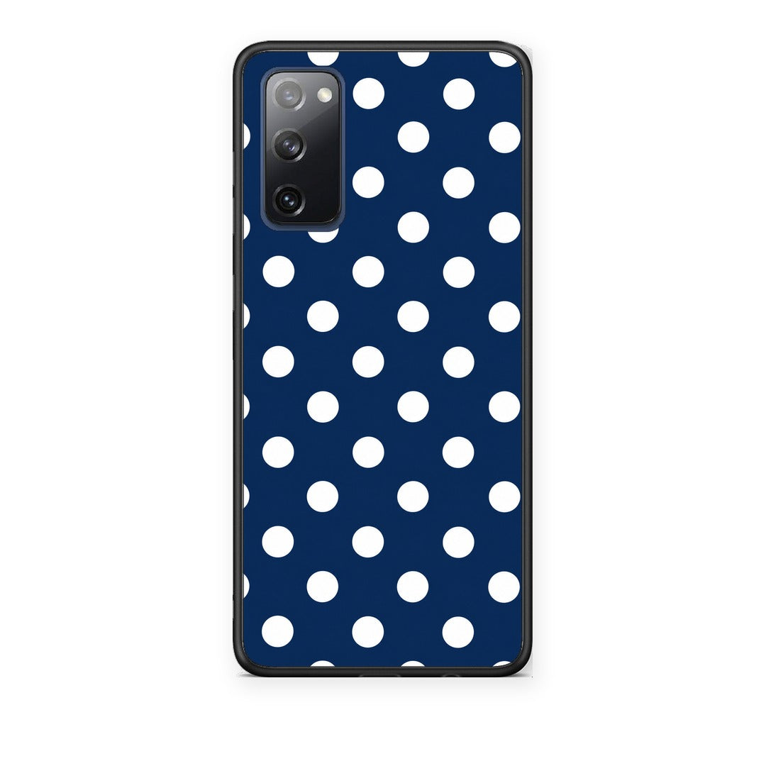 Θήκη Samsung Galaxy S20 FE White Large Polka Dots on Navy από τη Smartfits με σχέδιο στο πίσω μέρος και μαύρο περίβλημα | Samsung Galaxy S20 FE White Large Polka Dots on Navy case with colorful back and black bezels