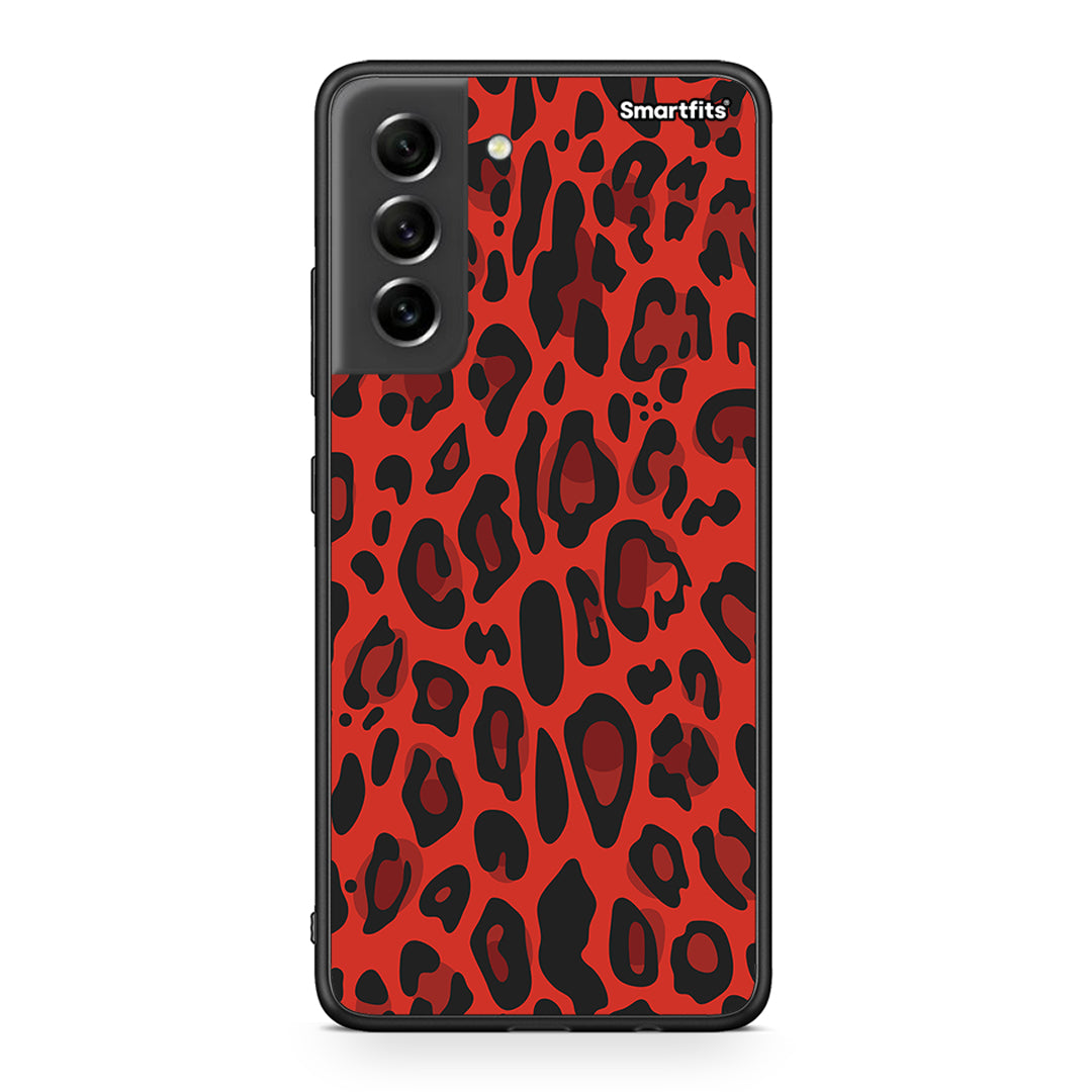 4 - Samsung S21 FE Red Leopard Animal case, cover, bumper