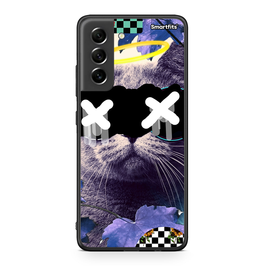 Samsung S21 FE Cat Collage θήκη από τη Smartfits με σχέδιο στο πίσω μέρος και μαύρο περίβλημα | Smartphone case with colorful back and black bezels by Smartfits