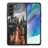 Thumbnail for Θήκη Samsung S21 FE City Lights από τη Smartfits με σχέδιο στο πίσω μέρος και μαύρο περίβλημα | Samsung S21 FE City Lights case with colorful back and black bezels