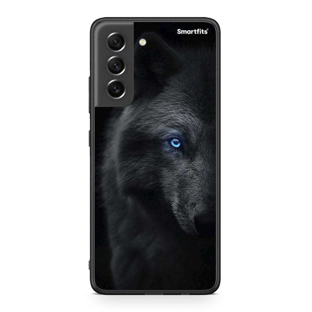 Samsung S21 FE Dark Wolf θήκη από τη Smartfits με σχέδιο στο πίσω μέρος και μαύρο περίβλημα | Smartphone case with colorful back and black bezels by Smartfits
