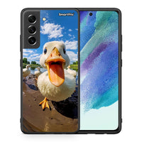 Thumbnail for Θήκη Samsung S21 FE Duck Face από τη Smartfits με σχέδιο στο πίσω μέρος και μαύρο περίβλημα | Samsung S21 FE Duck Face case with colorful back and black bezels