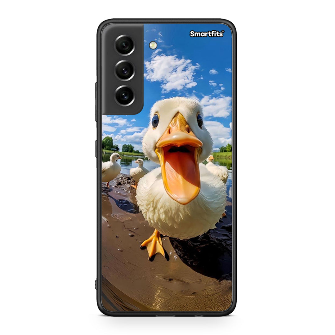 Samsung S21 FE Duck Face θήκη από τη Smartfits με σχέδιο στο πίσω μέρος και μαύρο περίβλημα | Smartphone case with colorful back and black bezels by Smartfits