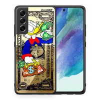 Thumbnail for Θήκη Samsung S21 FE Duck Money από τη Smartfits με σχέδιο στο πίσω μέρος και μαύρο περίβλημα | Samsung S21 FE Duck Money case with colorful back and black bezels