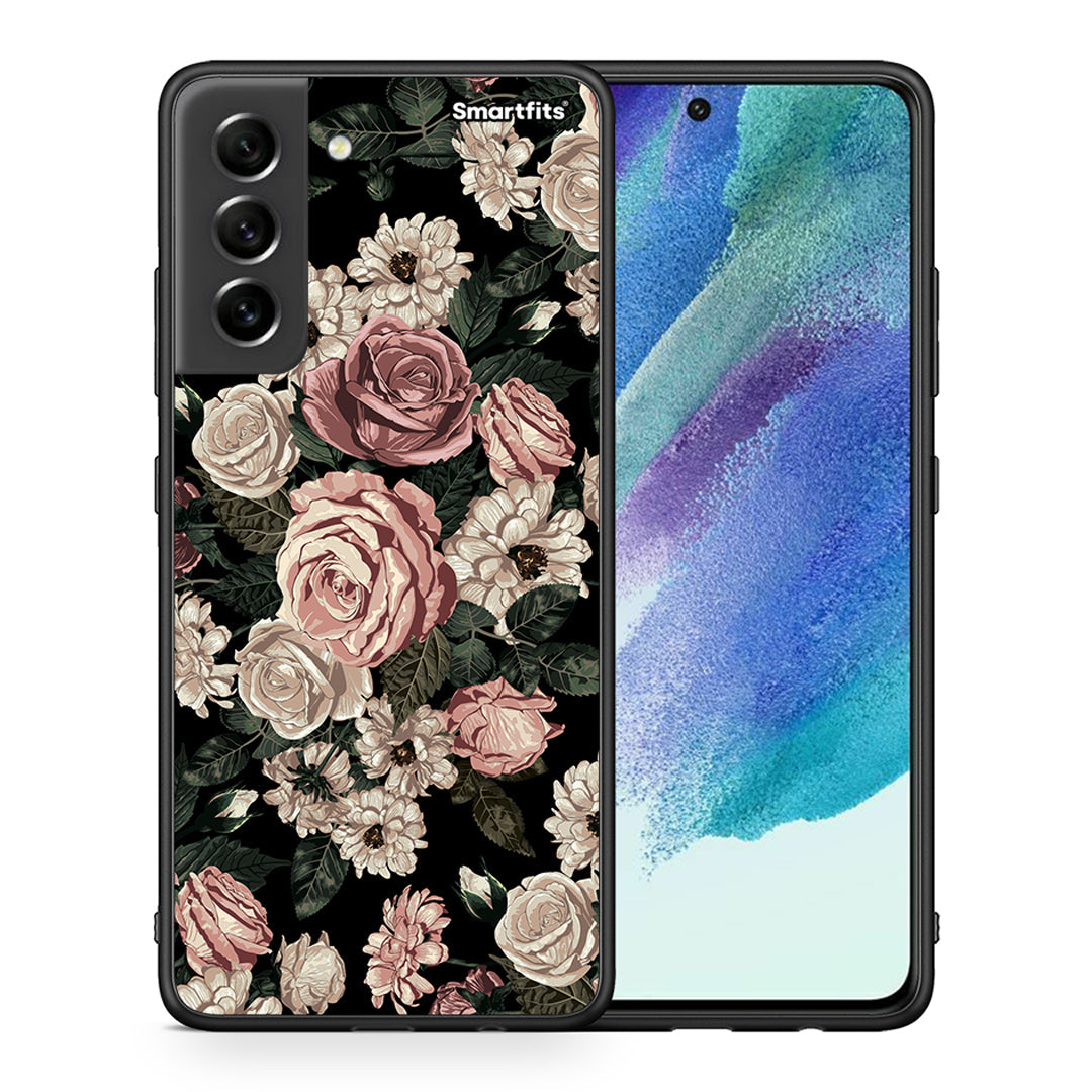 Θήκη Samsung S21 FE Wild Roses Flower από τη Smartfits με σχέδιο στο πίσω μέρος και μαύρο περίβλημα | Samsung S21 FE Wild Roses Flower case with colorful back and black bezels