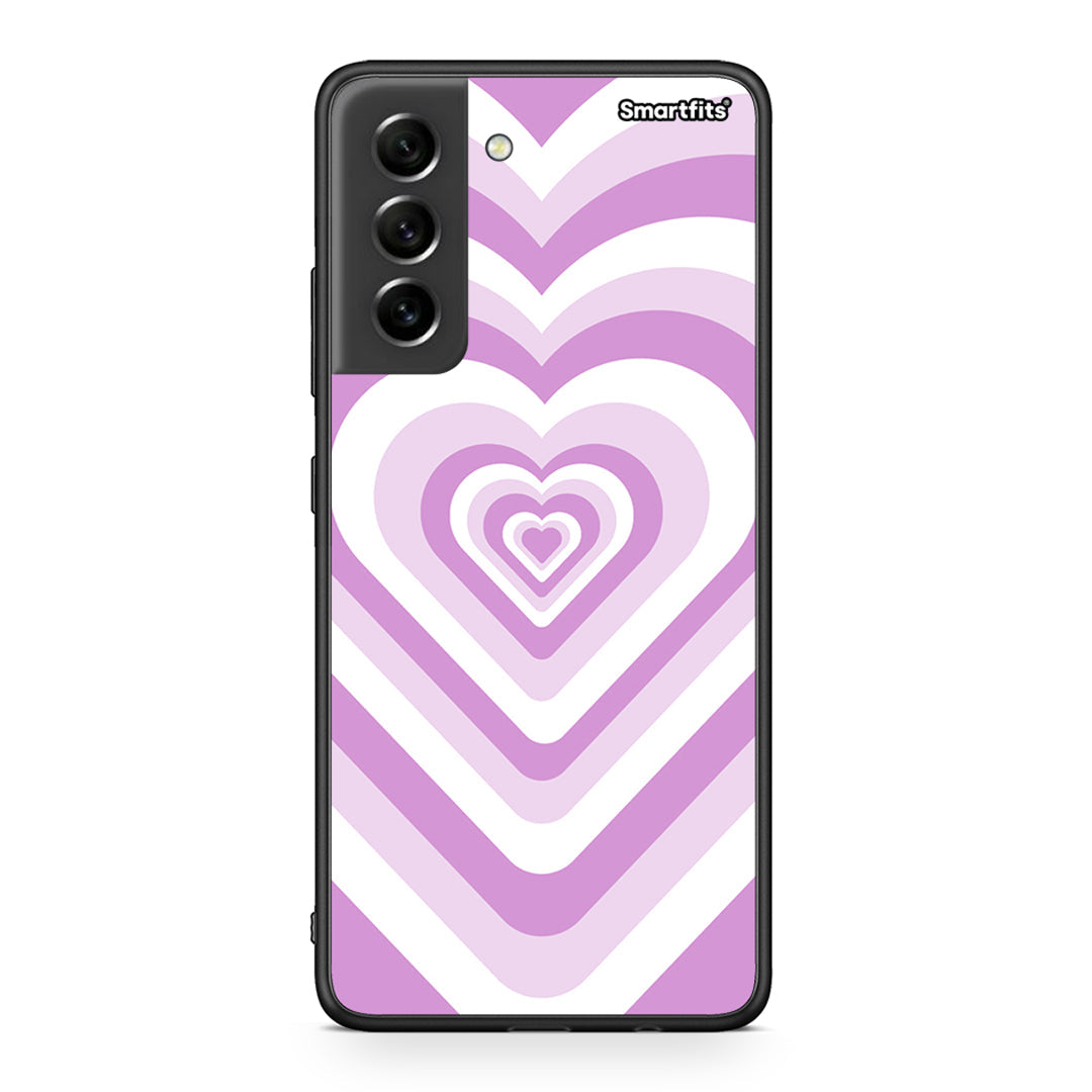 Samsung S21 FE Lilac Hearts θήκη από τη Smartfits με σχέδιο στο πίσω μέρος και μαύρο περίβλημα | Smartphone case with colorful back and black bezels by Smartfits