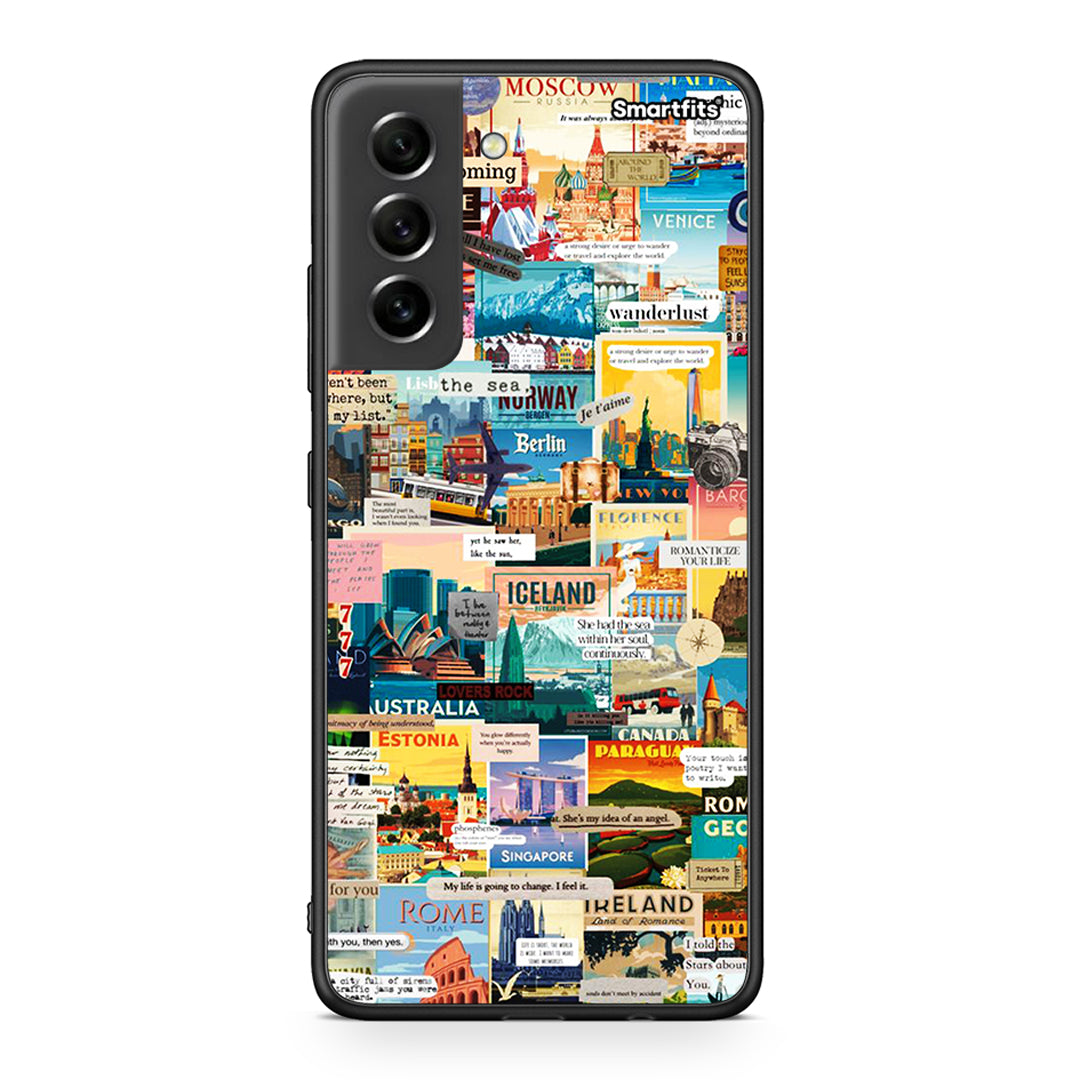 Samsung S21 FE Live To Travel θήκη από τη Smartfits με σχέδιο στο πίσω μέρος και μαύρο περίβλημα | Smartphone case with colorful back and black bezels by Smartfits