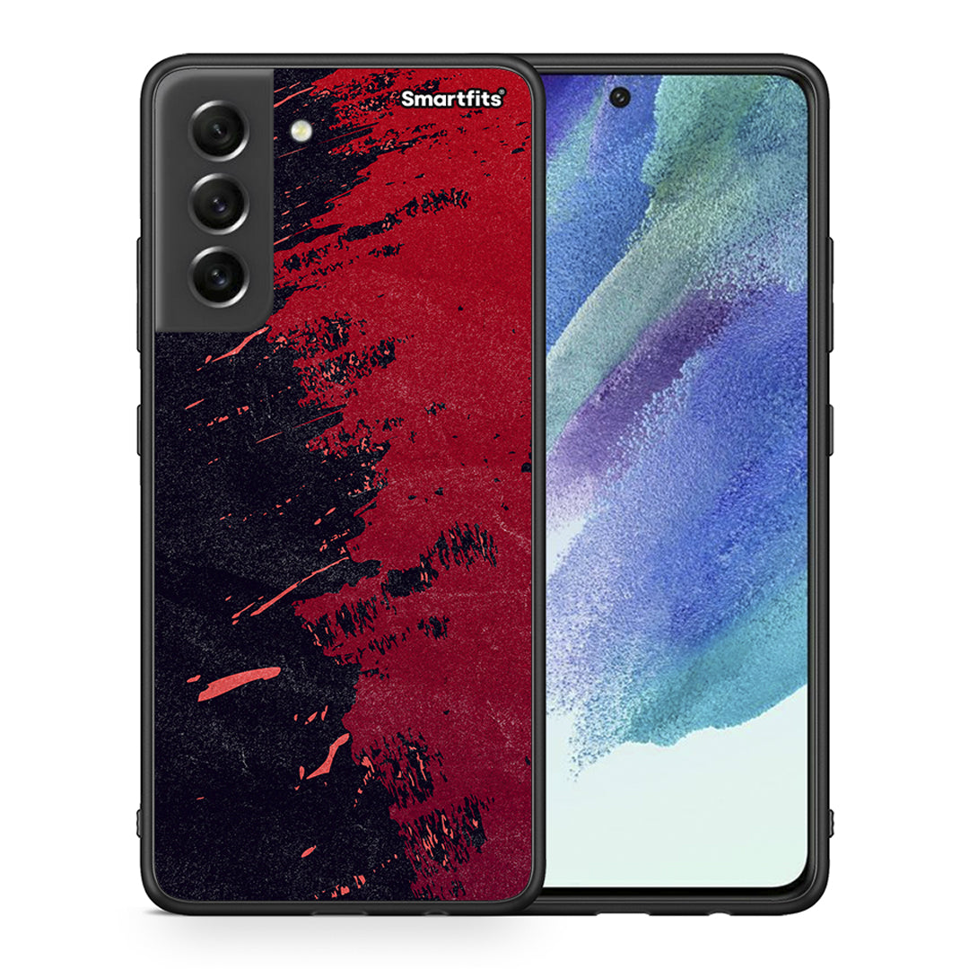 Θήκη Αγίου Βαλεντίνου Samsung S21 FE Red Paint από τη Smartfits με σχέδιο στο πίσω μέρος και μαύρο περίβλημα | Samsung S21 FE Red Paint case with colorful back and black bezels
