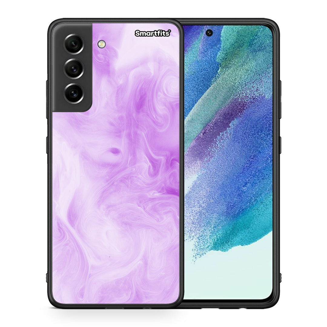 Θήκη Samsung S21 FE Lavender Watercolor από τη Smartfits με σχέδιο στο πίσω μέρος και μαύρο περίβλημα | Samsung S21 FE Lavender Watercolor case with colorful back and black bezels