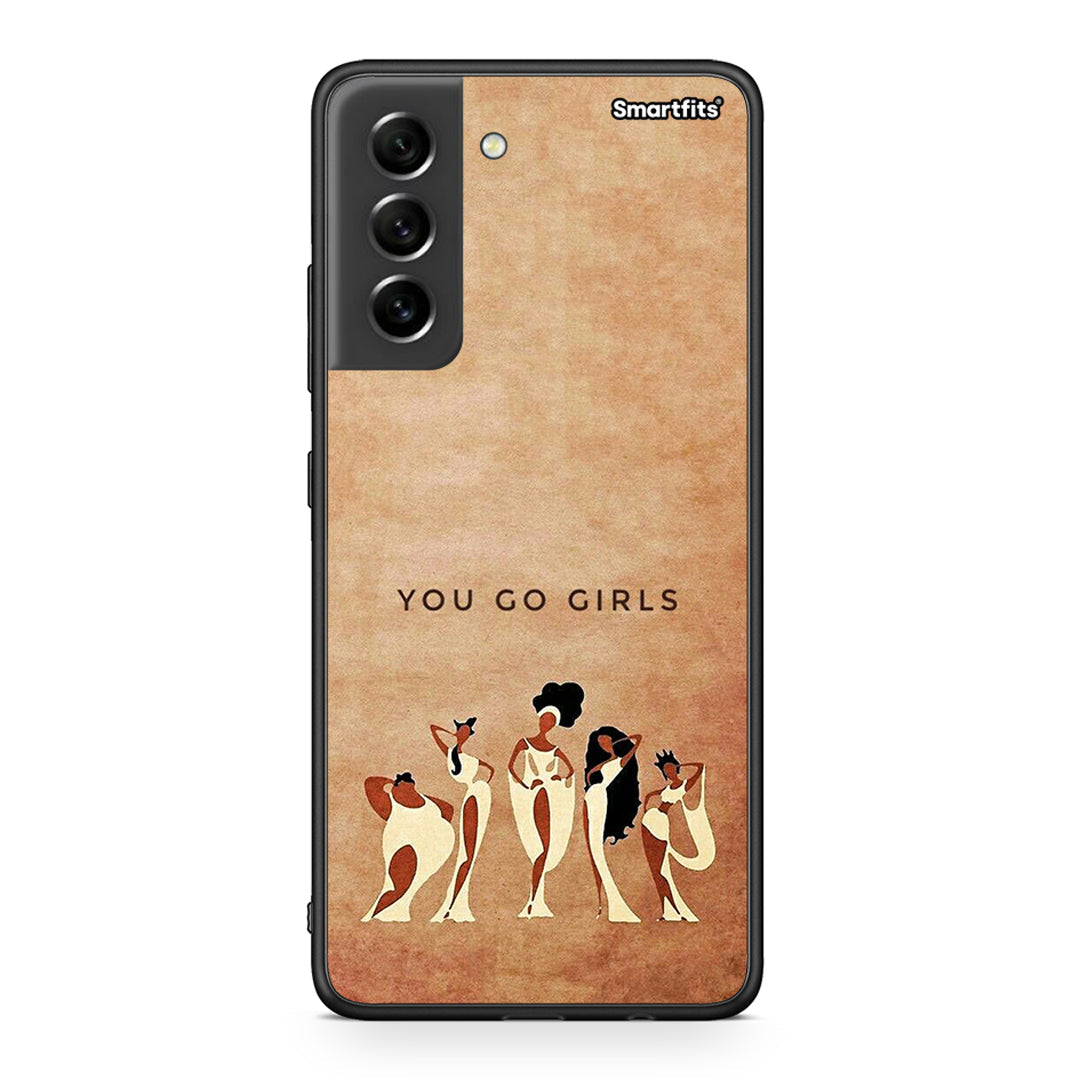 Samsung S21 FE You Go Girl θήκη από τη Smartfits με σχέδιο στο πίσω μέρος και μαύρο περίβλημα | Smartphone case with colorful back and black bezels by Smartfits