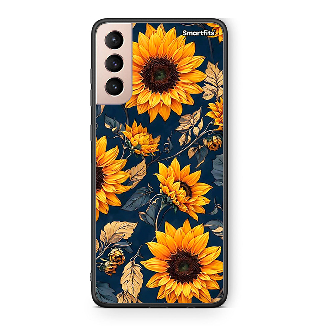 Samsung S21+ Autumn Sunflowers Θήκη από τη Smartfits με σχέδιο στο πίσω μέρος και μαύρο περίβλημα | Smartphone case with colorful back and black bezels by Smartfits