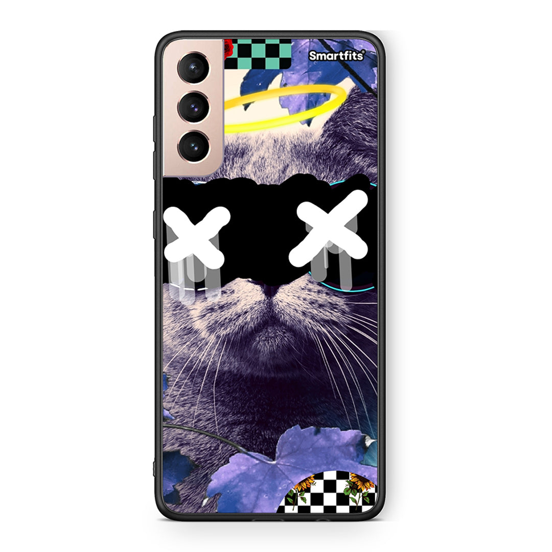 Samsung S21+ Cat Collage θήκη από τη Smartfits με σχέδιο στο πίσω μέρος και μαύρο περίβλημα | Smartphone case with colorful back and black bezels by Smartfits