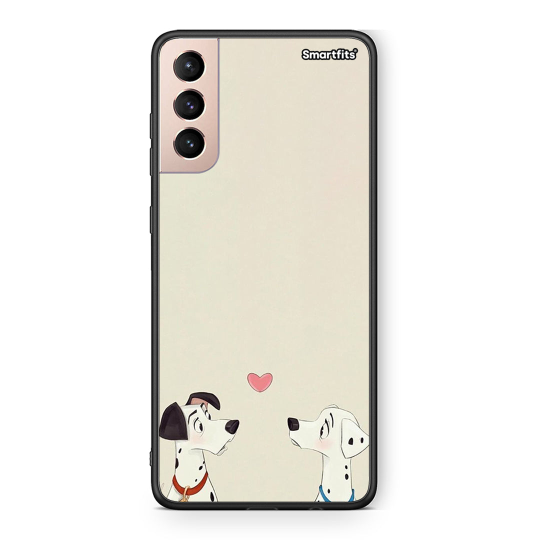 Samsung S21+ Dalmatians Love θήκη από τη Smartfits με σχέδιο στο πίσω μέρος και μαύρο περίβλημα | Smartphone case with colorful back and black bezels by Smartfits