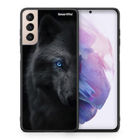 Thumbnail for Θήκη Samsung S21+ Dark Wolf από τη Smartfits με σχέδιο στο πίσω μέρος και μαύρο περίβλημα | Samsung S21+ Dark Wolf case with colorful back and black bezels