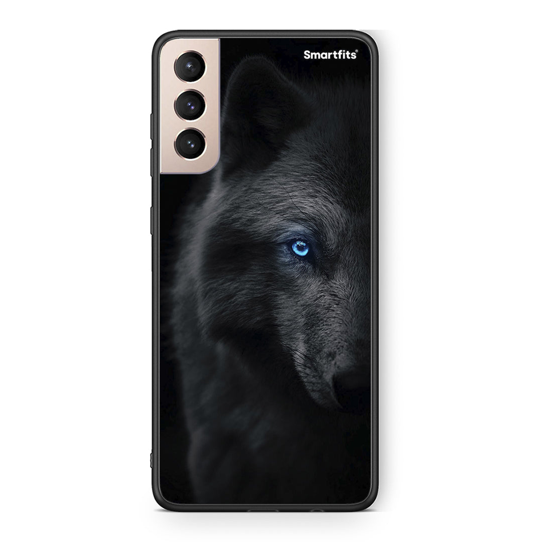 Samsung S21+ Dark Wolf θήκη από τη Smartfits με σχέδιο στο πίσω μέρος και μαύρο περίβλημα | Smartphone case with colorful back and black bezels by Smartfits