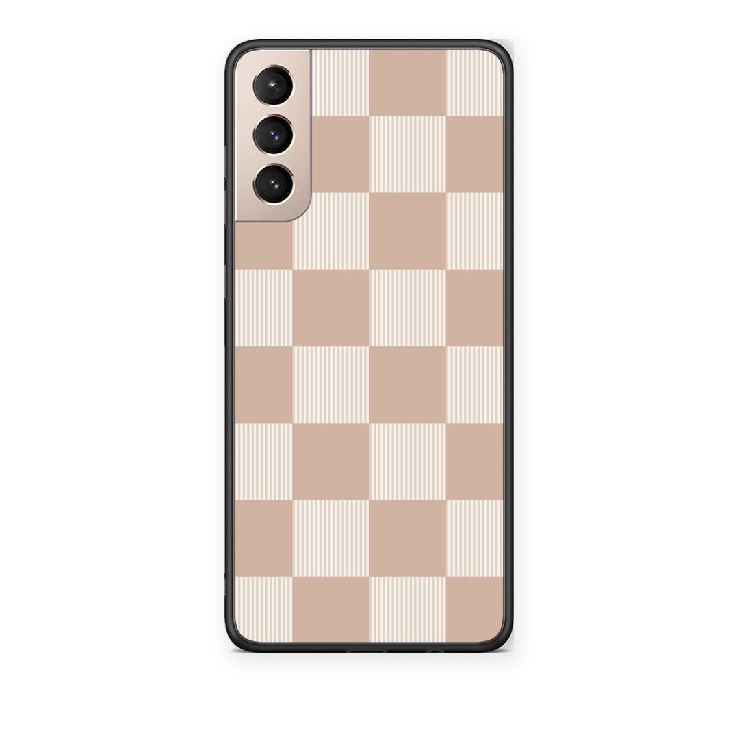Θήκη Samsung Galaxy S21+ Latte and Cream Striped Checks από τη Smartfits με σχέδιο στο πίσω μέρος και μαύρο περίβλημα | Samsung Galaxy S21+ Latte and Cream Striped Checks case with colorful back and black bezels