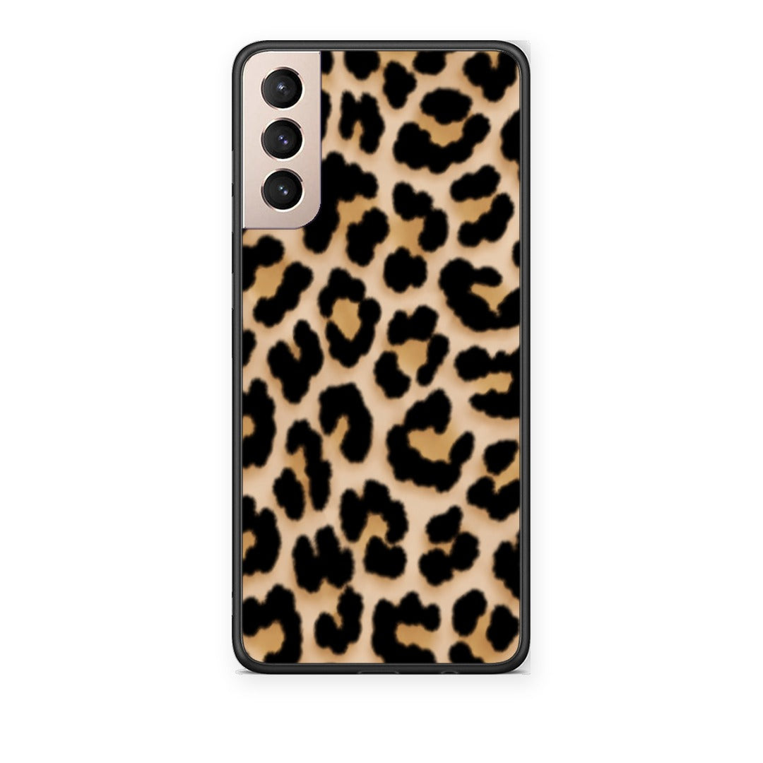 Θήκη Samsung Galaxy S21+ Leopard Print Tan Small από τη Smartfits με σχέδιο στο πίσω μέρος και μαύρο περίβλημα | Samsung Galaxy S21+ Leopard Print Tan Small case with colorful back and black bezels