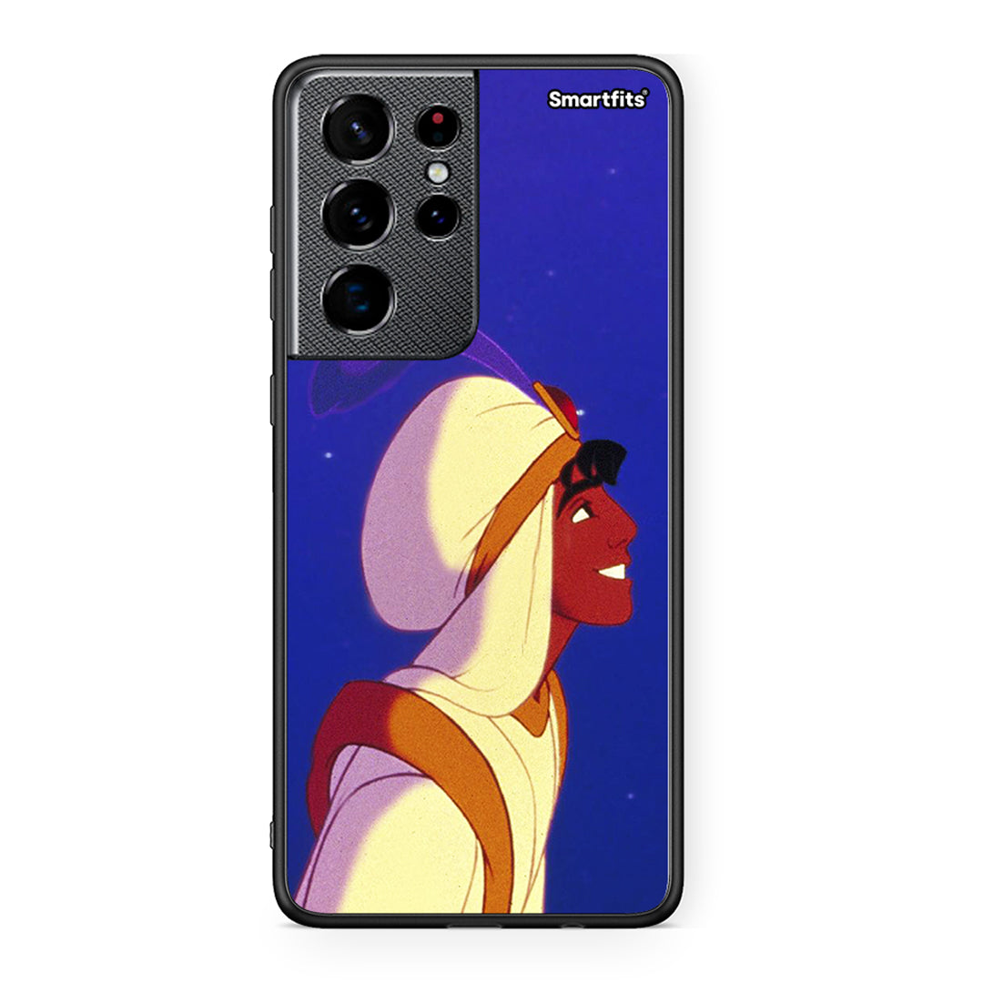 Samsung S21 Ultra Alladin And Jasmine Love 1 θήκη από τη Smartfits με σχέδιο στο πίσω μέρος και μαύρο περίβλημα | Smartphone case with colorful back and black bezels by Smartfits