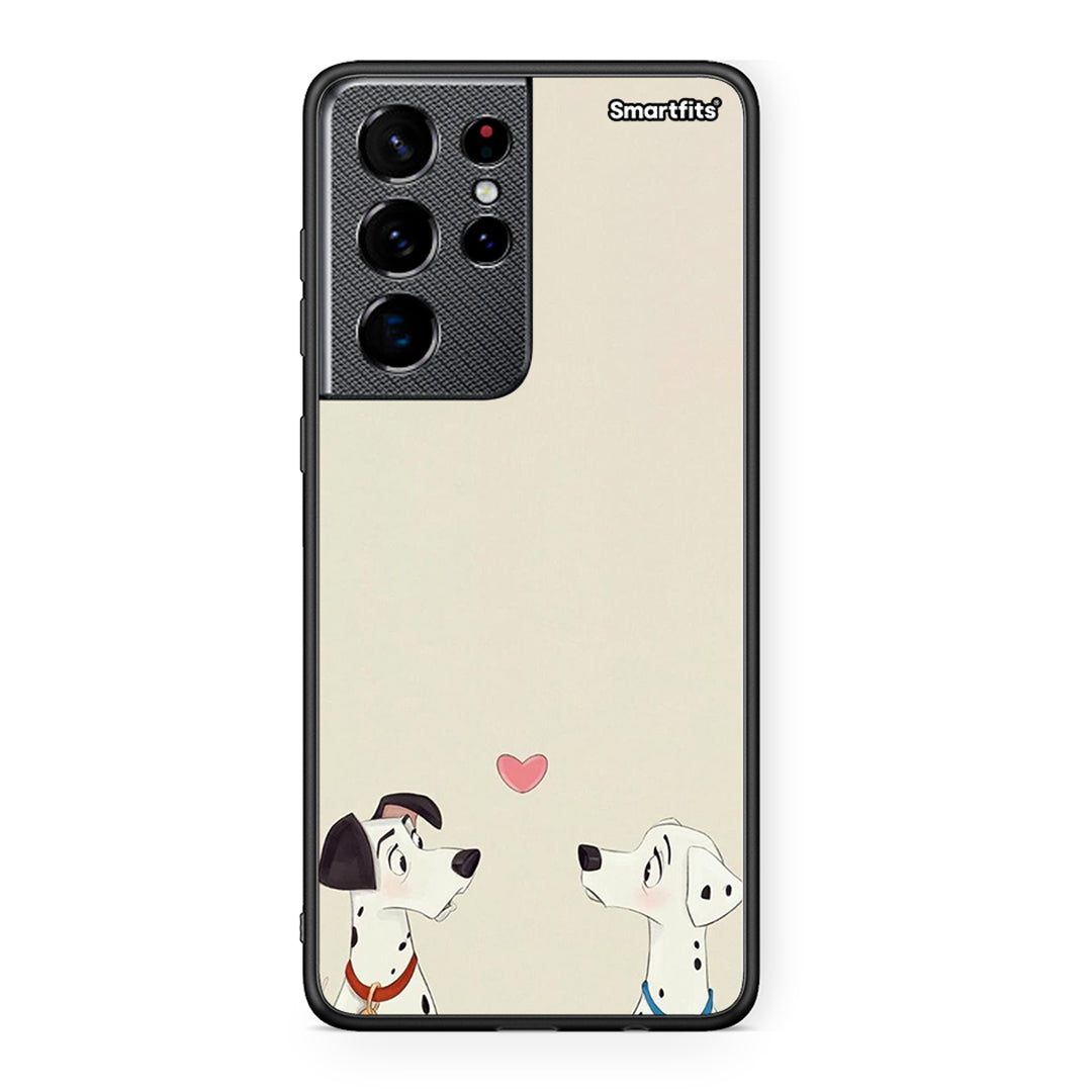Samsung S21 Ultra Dalmatians Love θήκη από τη Smartfits με σχέδιο στο πίσω μέρος και μαύρο περίβλημα | Smartphone case with colorful back and black bezels by Smartfits