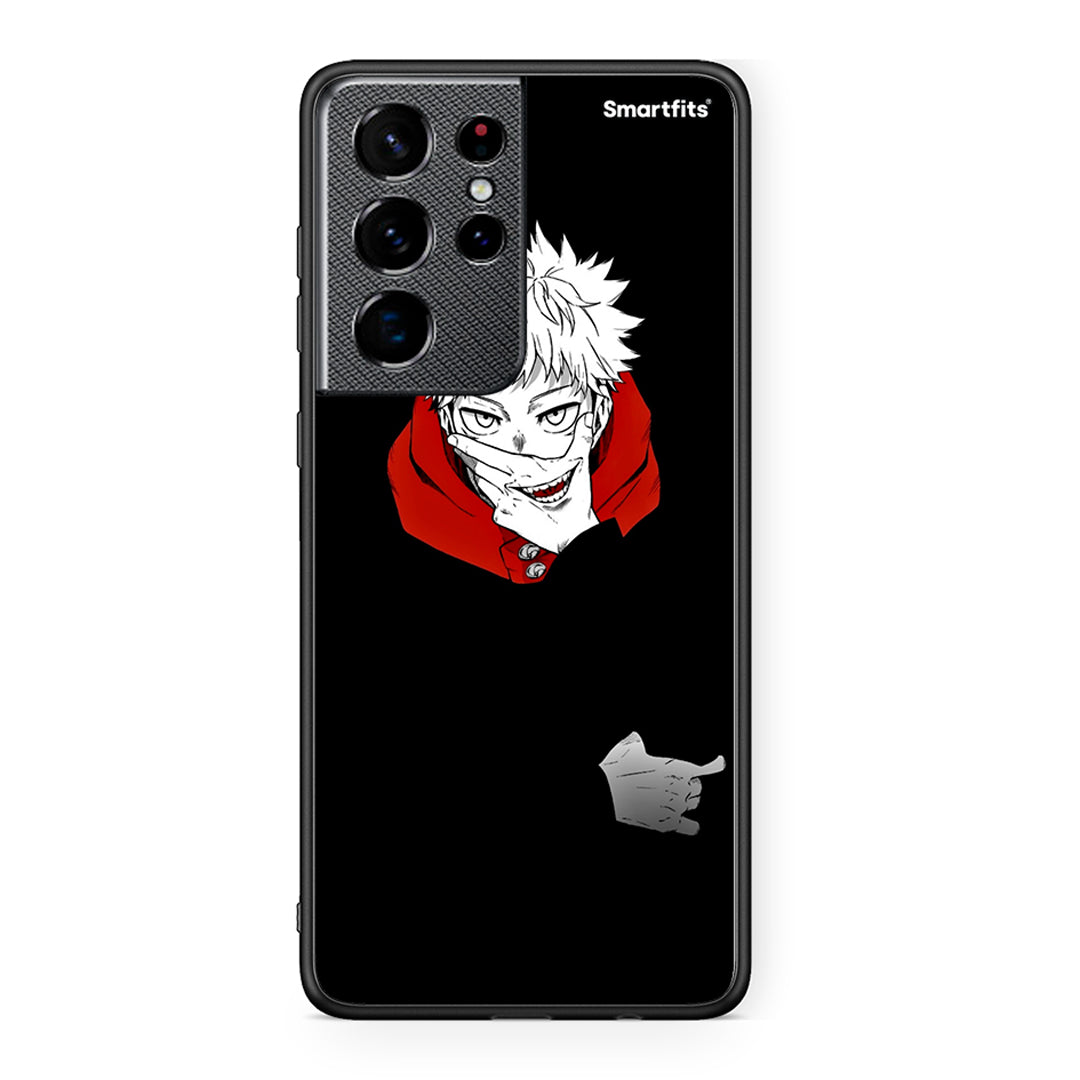 Samsung S21 Ultra Itadori Anime θήκη από τη Smartfits με σχέδιο στο πίσω μέρος και μαύρο περίβλημα | Smartphone case with colorful back and black bezels by Smartfits
