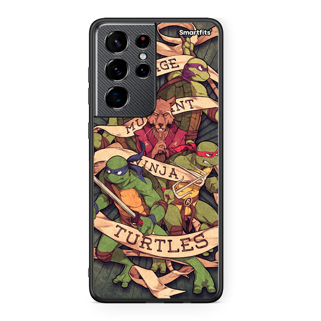 Samsung S21 Ultra Ninja Turtles θήκη από τη Smartfits με σχέδιο στο πίσω μέρος και μαύρο περίβλημα | Smartphone case with colorful back and black bezels by Smartfits