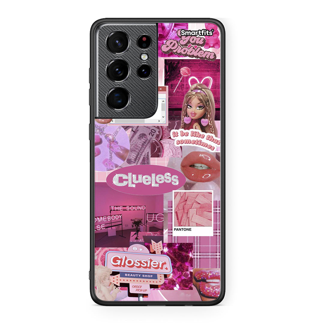 Samsung S21 Ultra Pink Love Θήκη Αγίου Βαλεντίνου από τη Smartfits με σχέδιο στο πίσω μέρος και μαύρο περίβλημα | Smartphone case with colorful back and black bezels by Smartfits