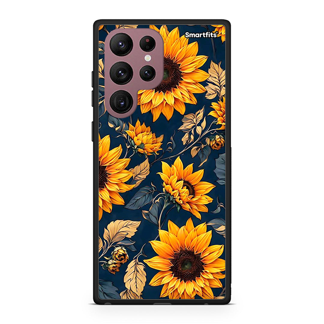 Samsung S22 Ultra Autumn Sunflowers Θήκη από τη Smartfits με σχέδιο στο πίσω μέρος και μαύρο περίβλημα | Smartphone case with colorful back and black bezels by Smartfits