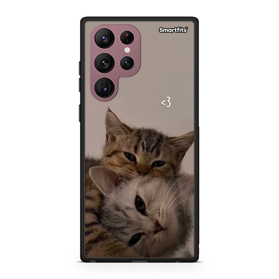 Samsung S22 Ultra Cats In Love Θήκη από τη Smartfits με σχέδιο στο πίσω μέρος και μαύρο περίβλημα | Smartphone case with colorful back and black bezels by Smartfits