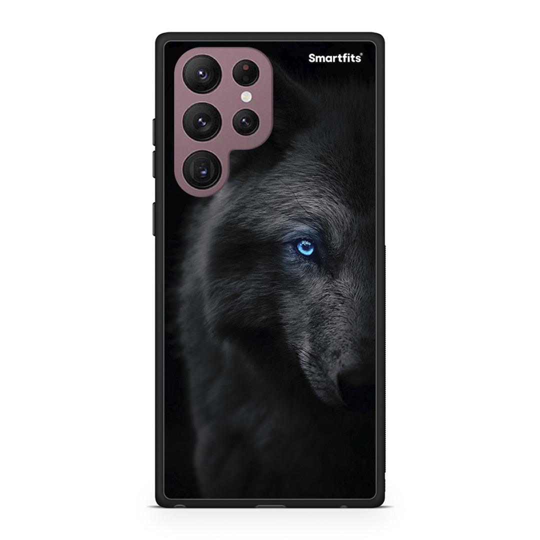 Samsung S22 Ultra Dark Wolf θήκη από τη Smartfits με σχέδιο στο πίσω μέρος και μαύρο περίβλημα | Smartphone case with colorful back and black bezels by Smartfits