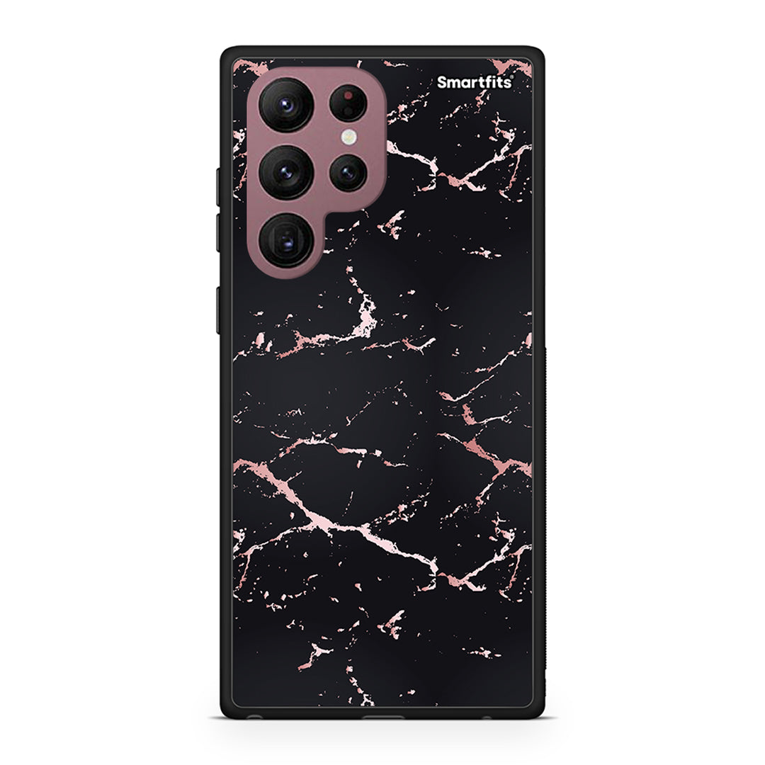 Samsung S22 Ultra Black Rosegold Marble case, cover, bumper