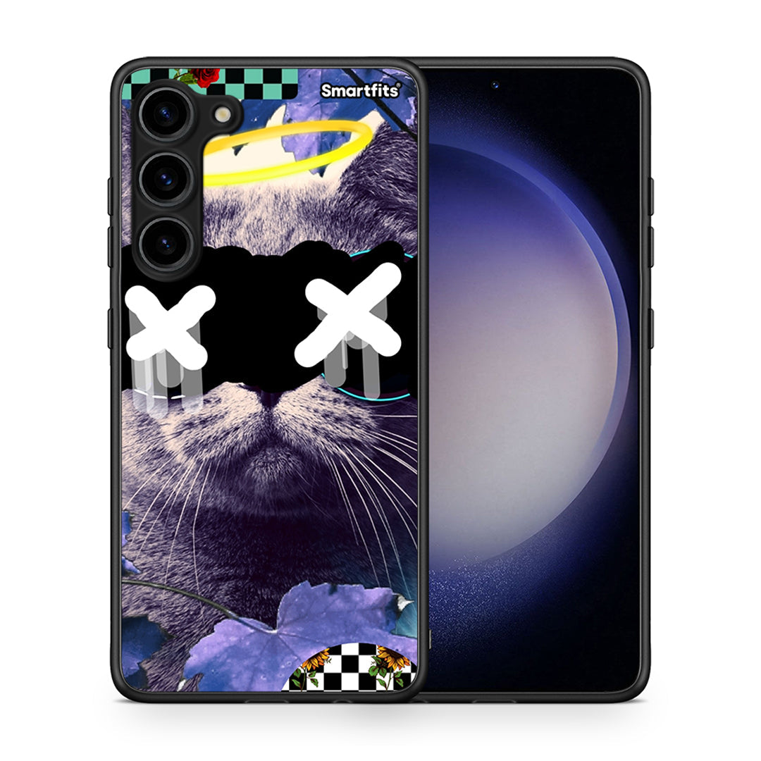 Θήκη Samsung Galaxy S23 Plus Cat Collage από τη Smartfits με σχέδιο στο πίσω μέρος και μαύρο περίβλημα | Samsung Galaxy S23 Plus Cat Collage Case with Colorful Back and Black Bezels