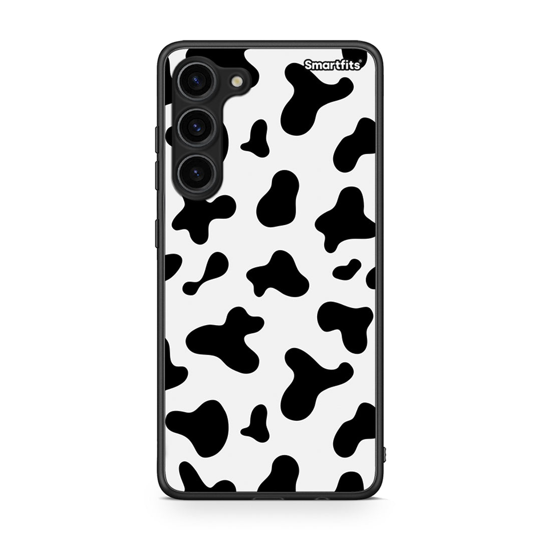 Θήκη Samsung Galaxy S23 Plus Cow Print από τη Smartfits με σχέδιο στο πίσω μέρος και μαύρο περίβλημα | Samsung Galaxy S23 Plus Cow Print Case with Colorful Back and Black Bezels