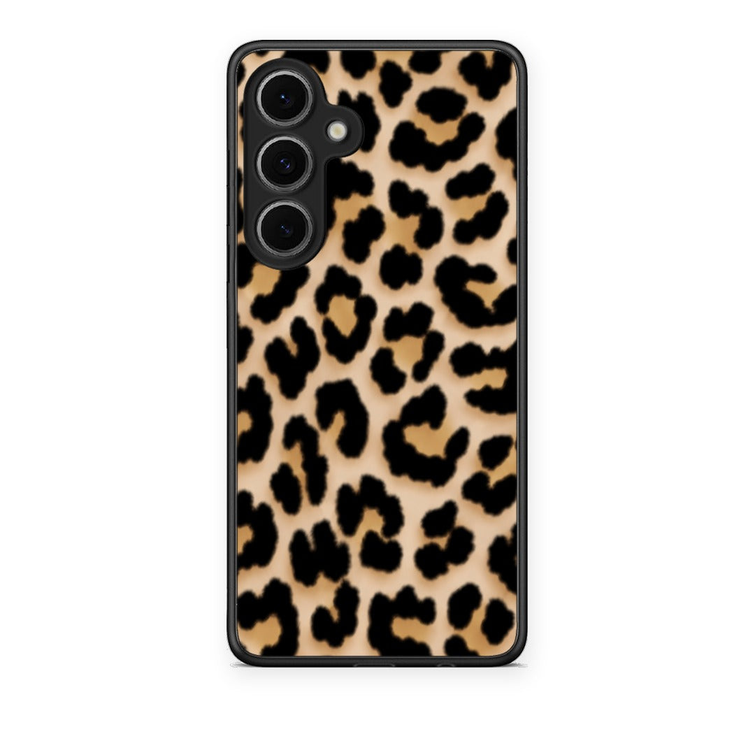 Θήκη Samsung Galaxy S24 FE Leopard Print Tan Small από τη Smartfits με σχέδιο στο πίσω μέρος και μαύρο περίβλημα | Samsung Galaxy S24 FE Leopard Print Tan Small case with colorful back and black bezels