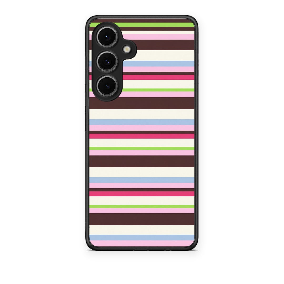 Θήκη Samsung Galaxy S24 FE Multicolour Horizontal Stripes από τη Smartfits με σχέδιο στο πίσω μέρος και μαύρο περίβλημα | Samsung Galaxy S24 FE Multicolour Horizontal Stripes case with colorful back and black bezels