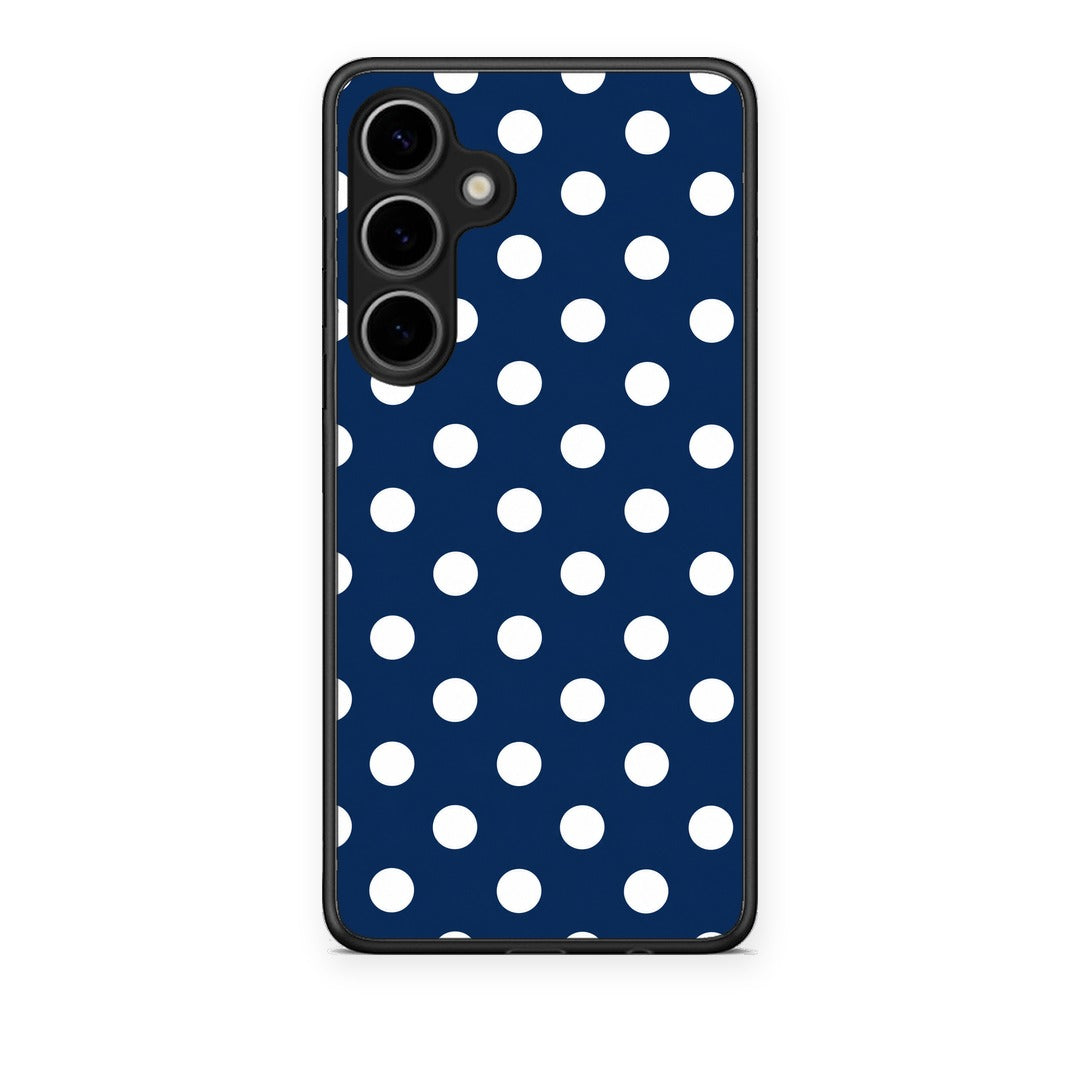 Θήκη Samsung Galaxy S24 Plus White Large Polka Dots on Navy από τη Smartfits με σχέδιο στο πίσω μέρος και μαύρο περίβλημα | Samsung Galaxy S24 Plus White Large Polka Dots on Navy case with colorful back and black bezels