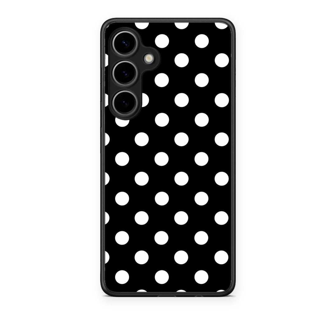 Θήκη Samsung Galaxy S24 Plus White Polka Dots on Black από τη Smartfits με σχέδιο στο πίσω μέρος και μαύρο περίβλημα | Samsung Galaxy S24 Plus White Polka Dots on Black case with colorful back and black bezels