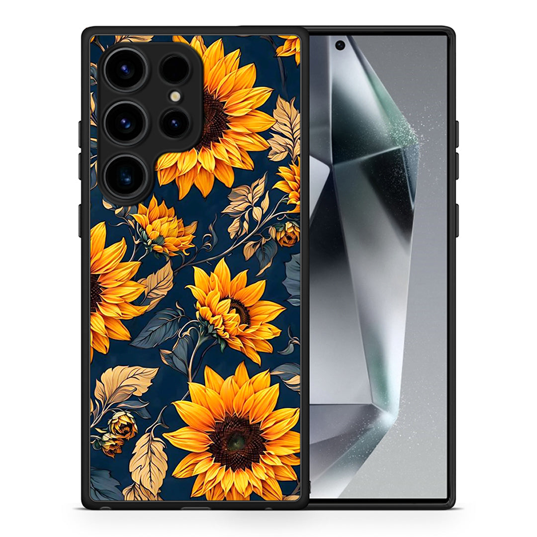 Θήκη Samsung Galaxy S24 Ultra Autumn Sunflowers από τη Smartfits με σχέδιο στο πίσω μέρος και μαύρο περίβλημα | Samsung Galaxy S24 Ultra Autumn Sunflowers Case with Colorful Back and Black Bezels