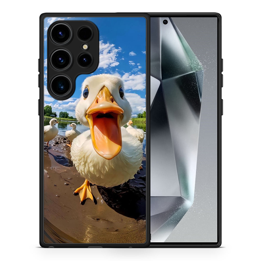 Θήκη Samsung Galaxy S24 Ultra Duck Face από τη Smartfits με σχέδιο στο πίσω μέρος και μαύρο περίβλημα | Samsung Galaxy S24 Ultra Duck Face Case with Colorful Back and Black Bezels