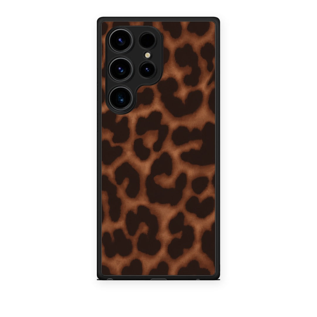 Θήκη Samsung Galaxy S24 Ultra Leopard Print Dark Brown από τη Smartfits με σχέδιο στο πίσω μέρος και μαύρο περίβλημα | Samsung Galaxy S24 Ultra Leopard Print Dark Brown case with colorful back and black bezels