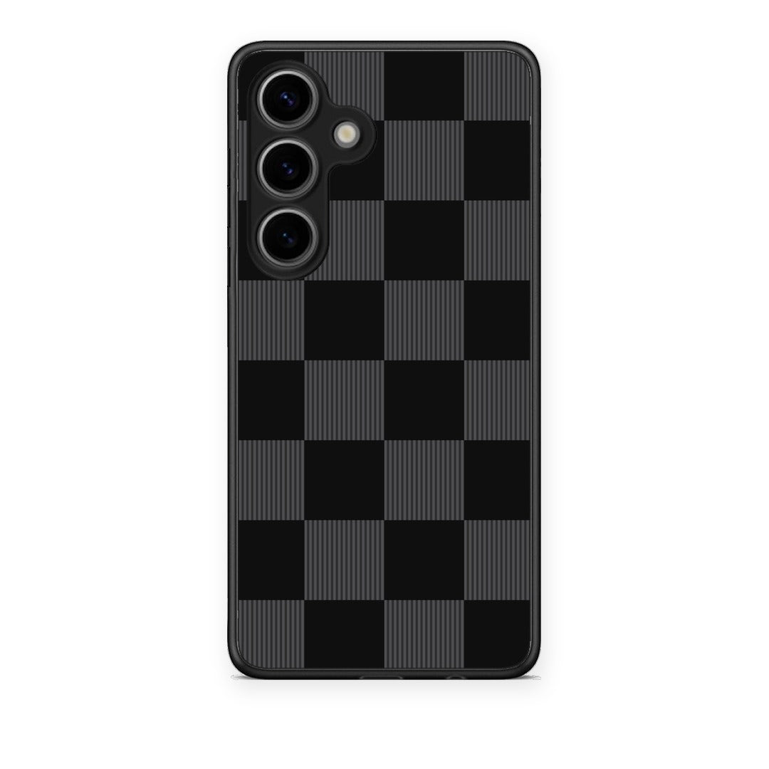 Θήκη Samsung Galaxy S25 Black and Charcoal Striped Checks από τη Smartfits με σχέδιο στο πίσω μέρος και μαύρο περίβλημα | Samsung Galaxy S25 Black and Charcoal Striped Checks case with colorful back and black bezels
